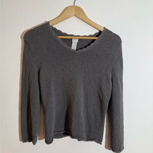 J. Jill XS Petite Army Green Knit Sweater Silk and Linen Blend